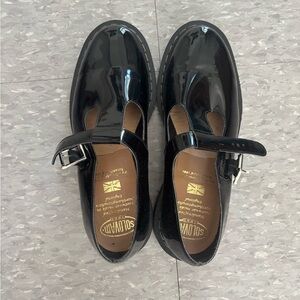 Solovair Black Hi-Shine Mary Jane Shoe Made in UK5